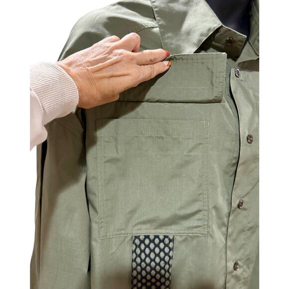 Lees Olive Green Black long sleeve top lagenlook trendy unique Art to Wear - Picture 3 of 6